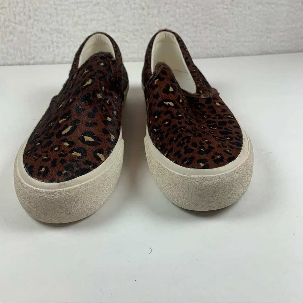 Madewell Sidewalk Slip On‎ Sneakers Calf Hair Animal Print Leopard Shoes 7 NWOB